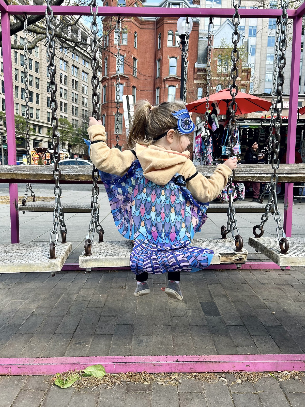 daughter on swing in D.C.